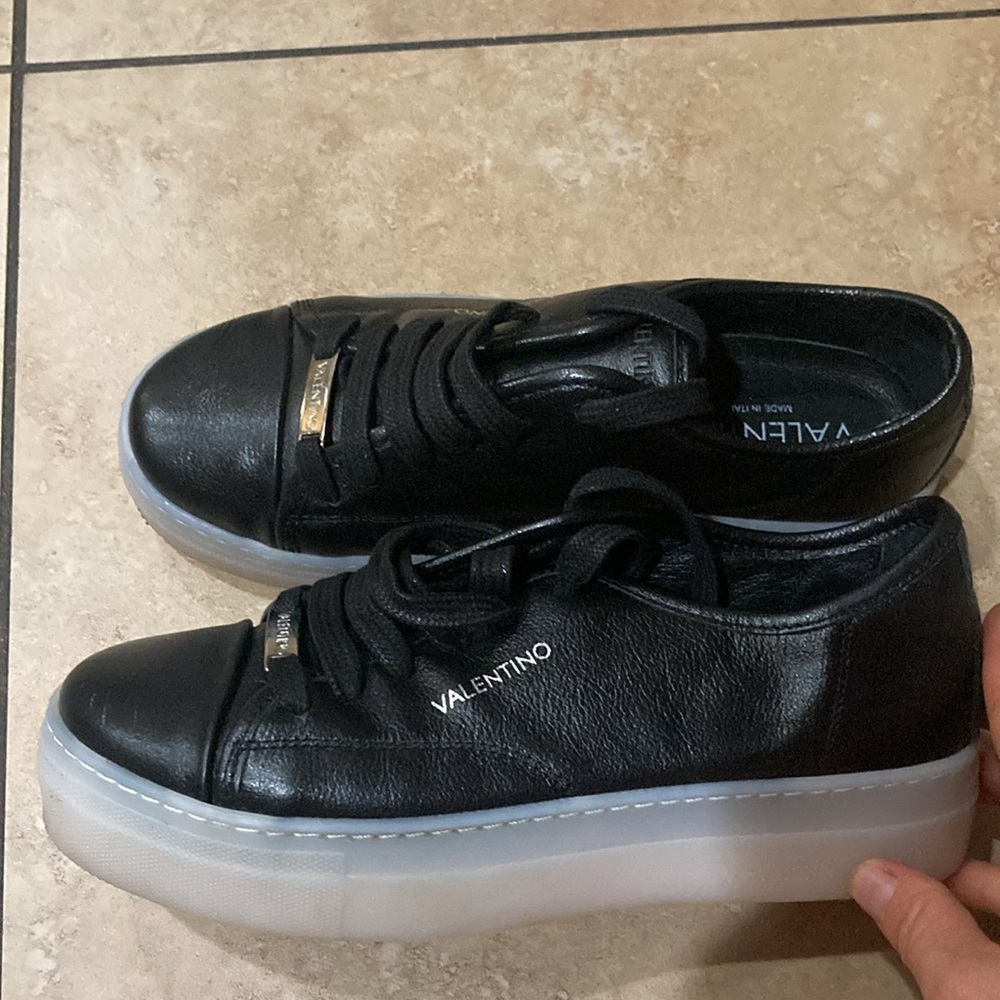 Valentino, black leather shoes
